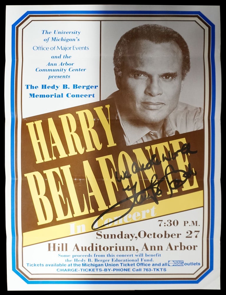 Item #7140] Original Concert Poster: Harry Belafonte at Hill Auditorium (October 27, 1985)....