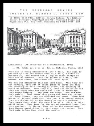 Wormwood Review Vol. 33 No. 1 (No. 129, 1993)