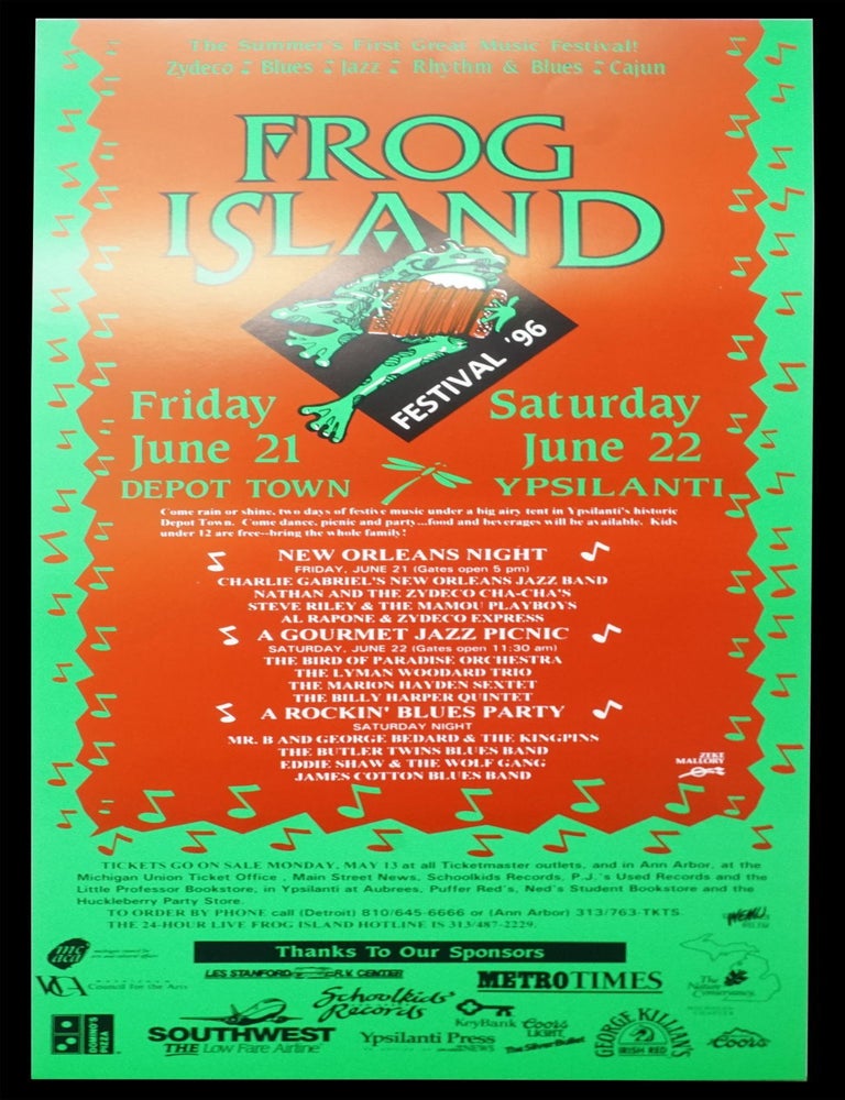 Item #7290] Original Concert Poster: Frog Island Music Festival (June 21-22, 1996). James Cotton,...