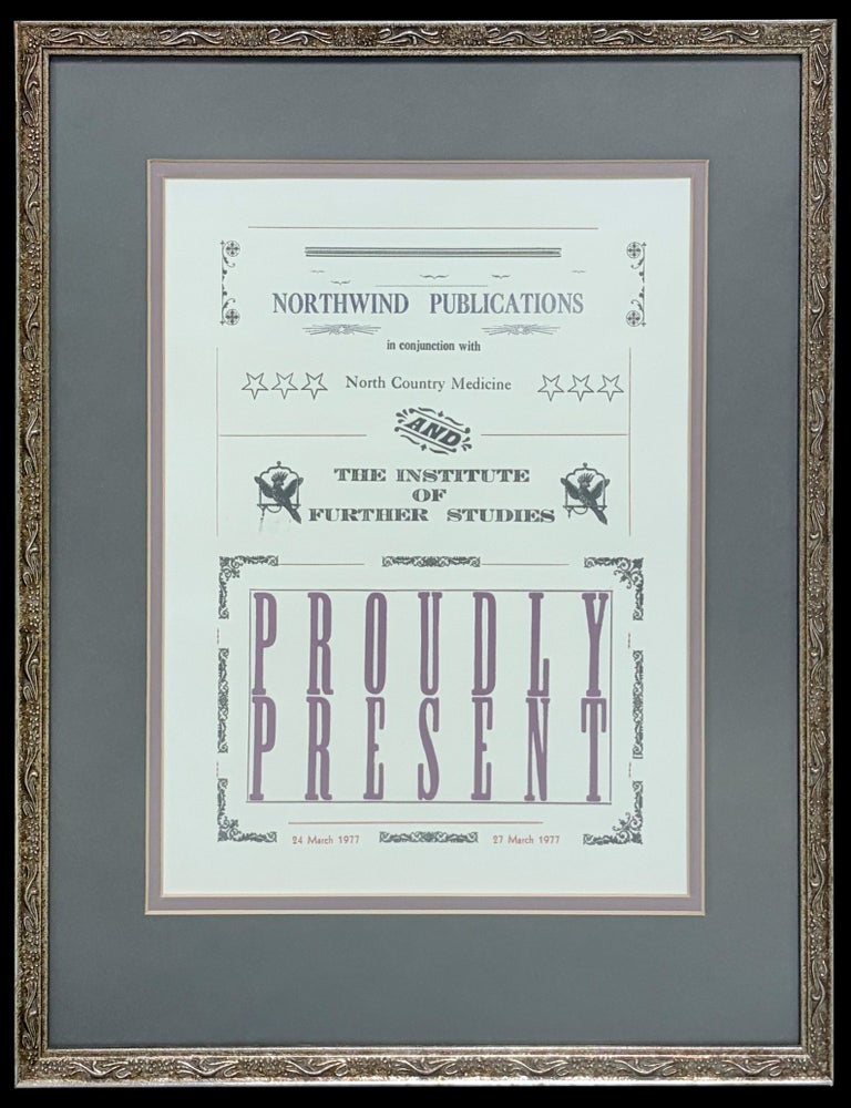 Item #8227] Framed Broadside Poster: Northwind Publications in conjunction with North Country...