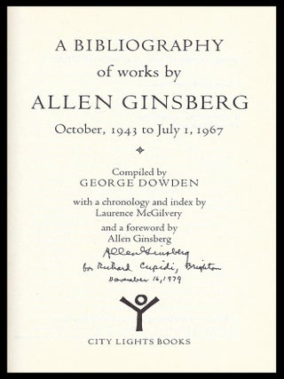 A Bibliography of works by Allen Ginsberg October, 1943 to July 1, 1967