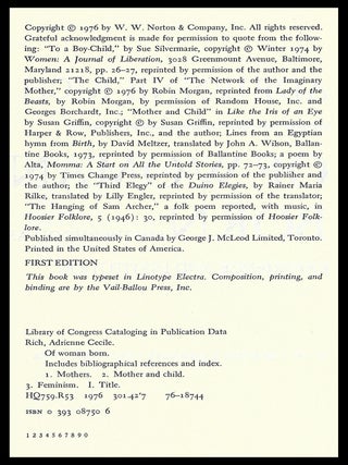 Of Woman Born: Motherhood as Experience and Institution with: Ephemera