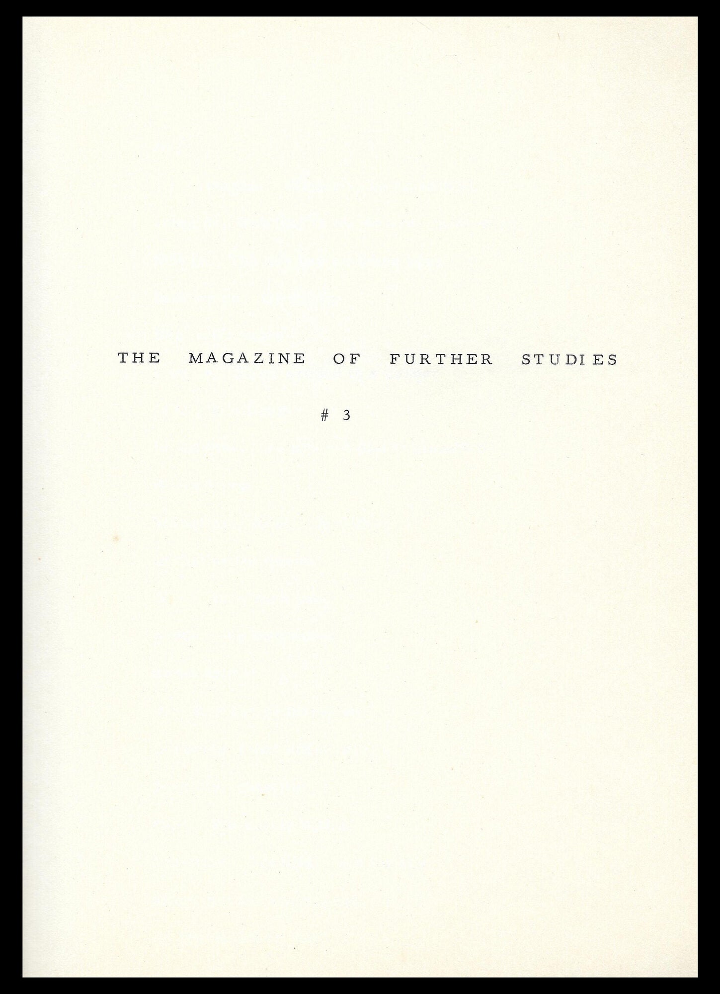 Further Study In The Magazine of Further Studies No. 3 1966 | George F. Butterick ...
