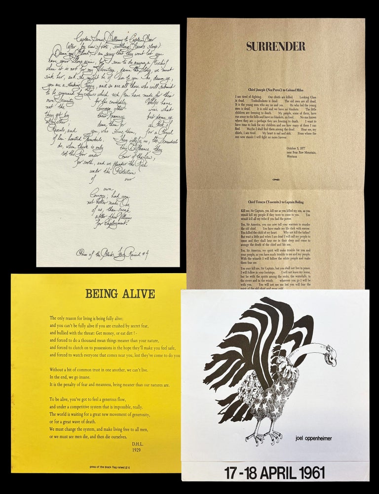 Item #9120] Four Press of the Black Flag Broadsides with: Original Mailing Envelope. Albert...