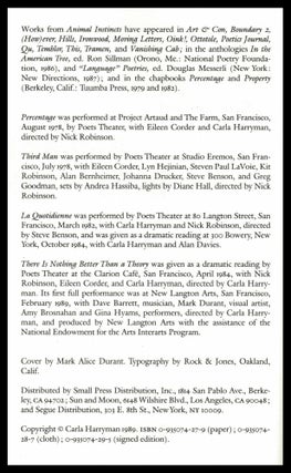 Animal Instincts: Prose, Plays, Essays