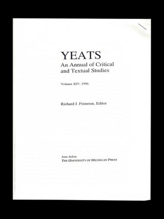 W.B. Yeats: A Life (Two Volumes) with: Ephemera