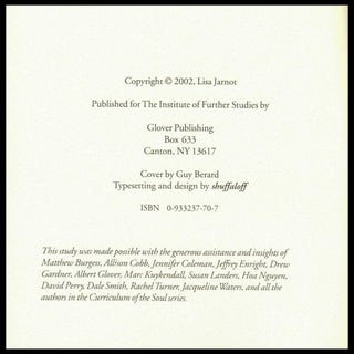one's own Language (A Curriculum of the Soul No. 5, 2002)