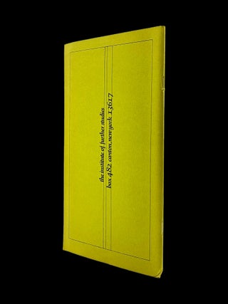 Novalis' "Subjects" (A Curriculum of the Soul No. 11, 1973)
