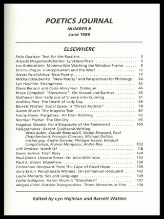 Poetics Journal No. 8 (Elswhere, June 1989)