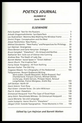 Poetics Journal No. 8 (Elswhere, June 1989)