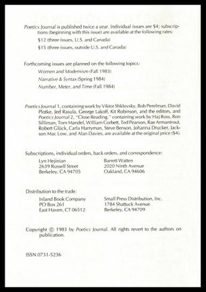 Poetics Journal No. 3 (Poetry & Philosophy, May 1983)