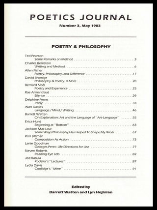 Poetics Journal No. 3 (Poetry & Philosophy, May 1983)