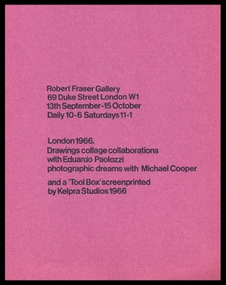 Original Exhibition Catalog: Jim Dine (Robert Fraser Gallery, London, 13 September- 15 October 1966)