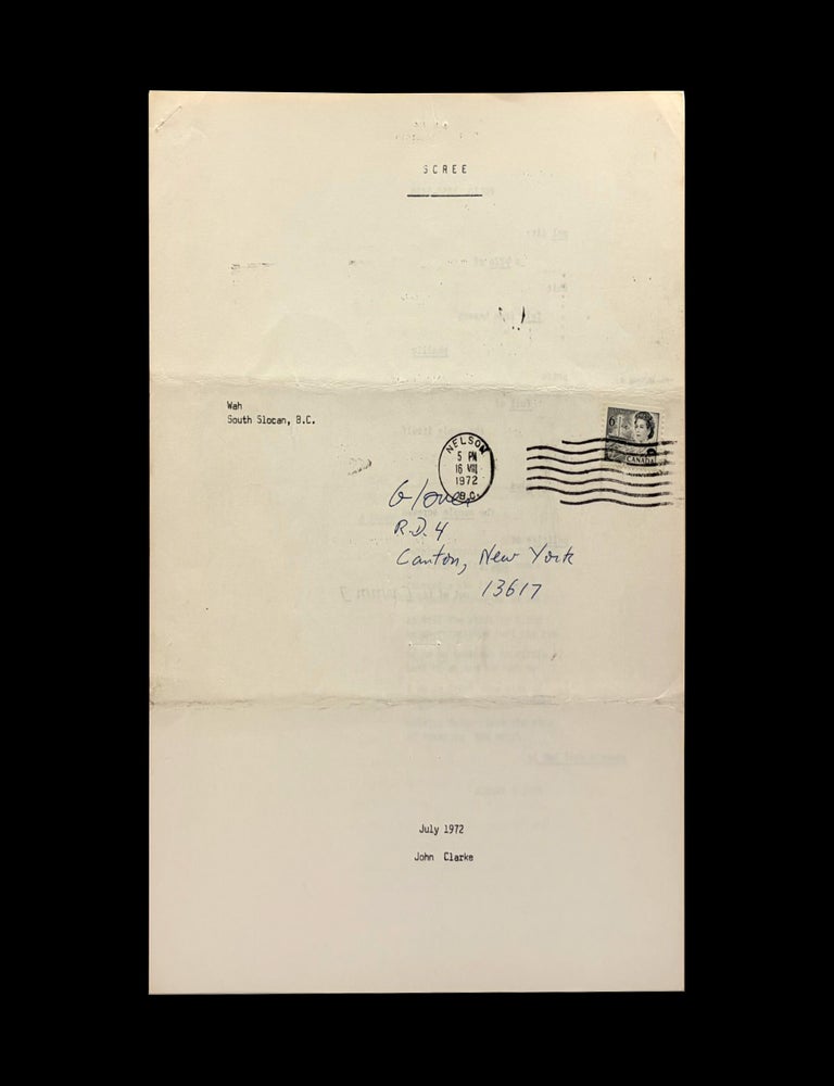 Item #9299] Scree (February 1972). George F. Butterick, Ruth Fox, Albert Glover, John Temple,...