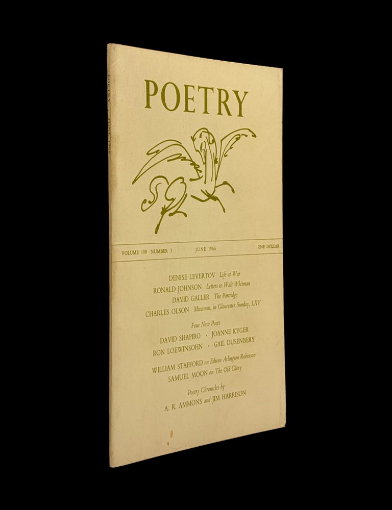 Item #9307] Poetry Vol. 108 No. 3 (June 1966). A. R. Ammons, Jim Harrison, Joanne Kyger, Denise...