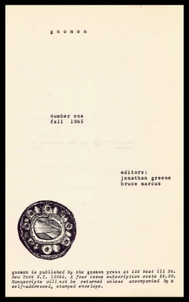 Gnomon No. 1 (Fall 1965)