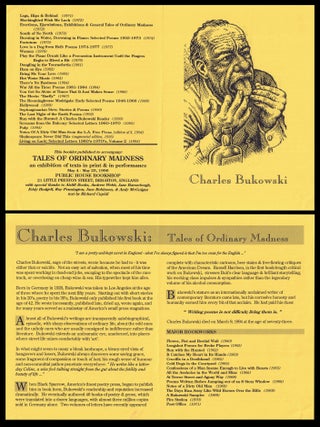 Exhibition Archive &mdash; Tales of Ordinary Madness, Public House Bookshop (May 4-25, 1996), with: The Urgency Rip-Off Press Edition of "Notes of a Dirty Old Man"