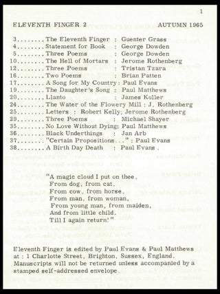 Eleventh Finger No. 2 (Autumn 1965)