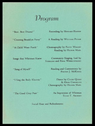 [1] An Evening with Whitman, with: [2] Songs that Whitman Knew (May 25, 1955)