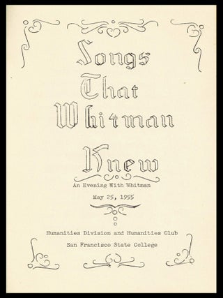 [1] An Evening with Whitman, with: [2] Songs that Whitman Knew (May 25, 1955)