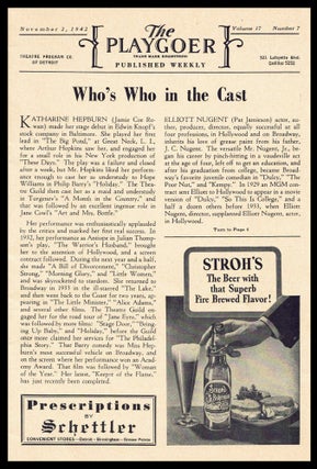 The Playgoer Vol. 17 No. 7 (November 2, 1942) with: "Without Love" Playbill