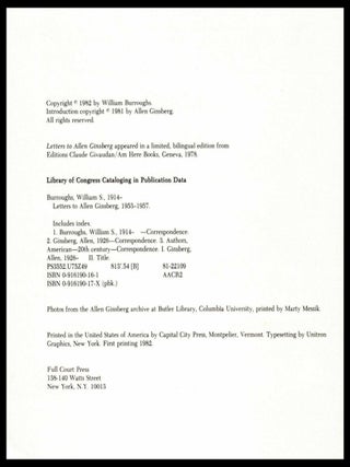 Letters to Allen Ginsberg 1953-1957