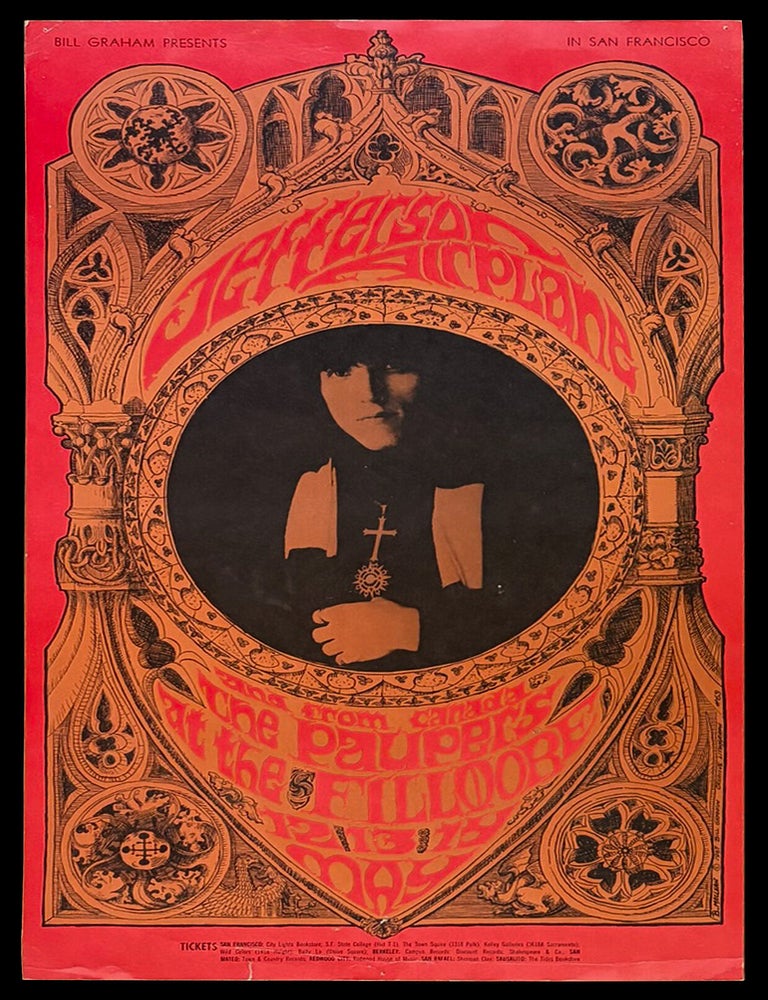 [Item #9445] Original Concert Poster: Jefferson Airplane, The Paupers (May 12-14, 1967). Jefferson Airplane, Paupers, Bonnie MacLean, Bill Graham, Herb Greene.