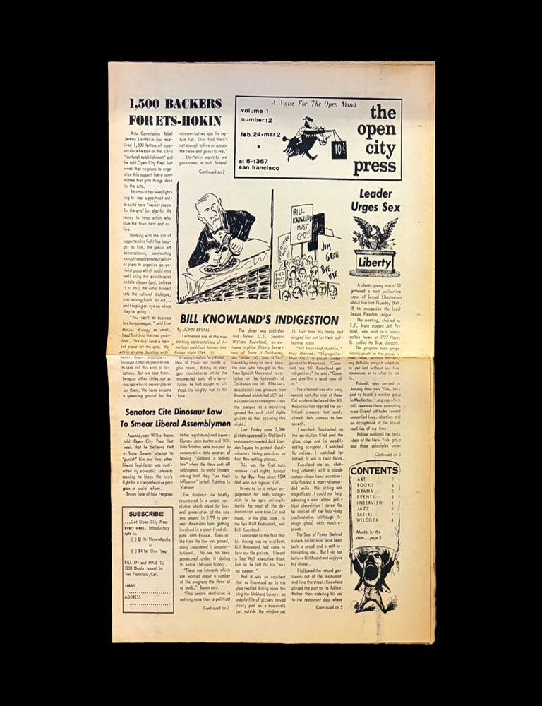 [Item #9463] The Open City Press Vol. 1 No. 12 (February 24 - March 2, 1965). John Bryan, Peter Edler, Joe Nevens, Sam Ridge.