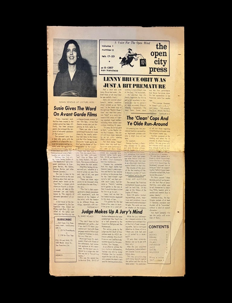 Item #9465] The Open City Press Vol. 1 No. 11 (February 17-23, 1965). John Bryan, Lenny Bruce,...