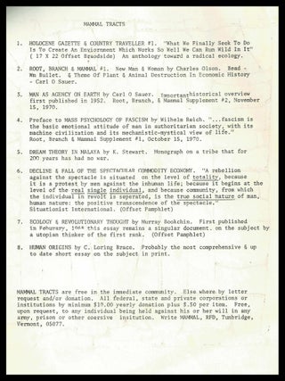 Root, Branch & Mammal: A Monthly Bulletin of Animal Discourse No. 2 (October 1970)